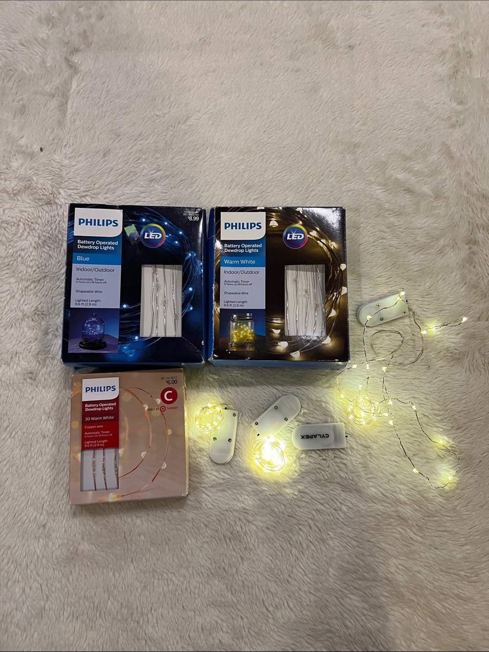 Philips Battery Operated Dewdrop Lights warm white blue